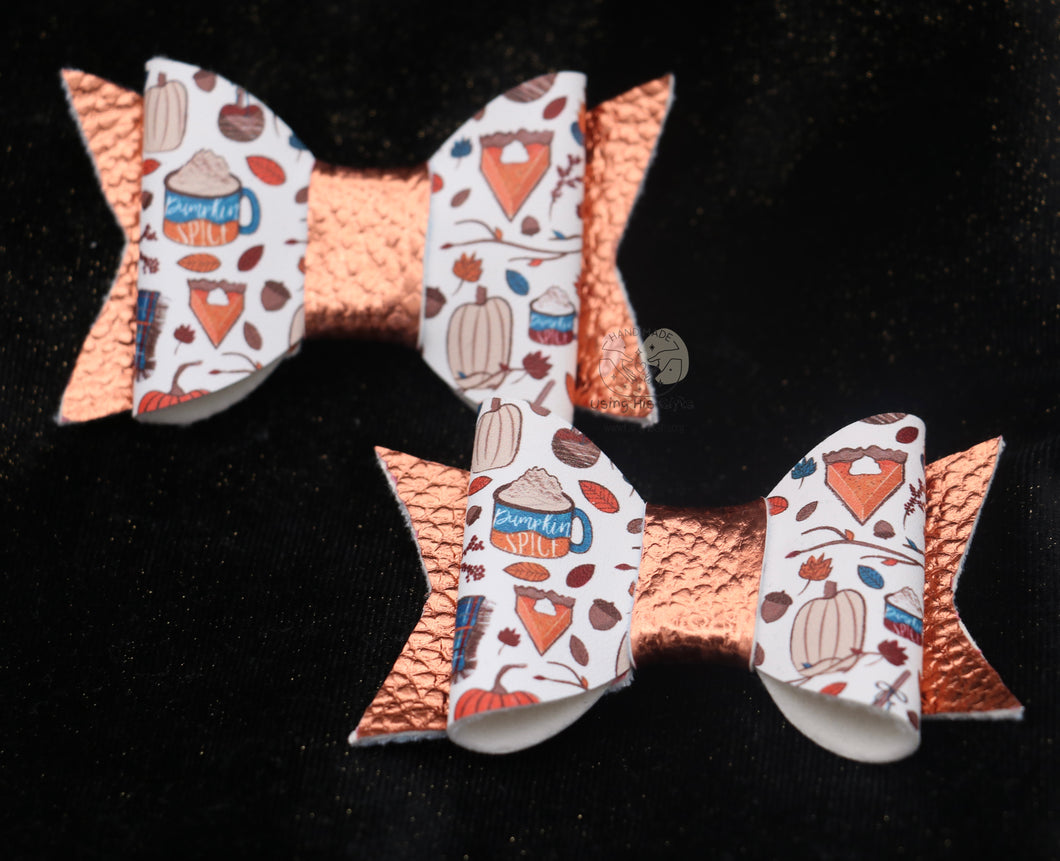 Fall metallic pumpkin spice 3 inch set hair bows.