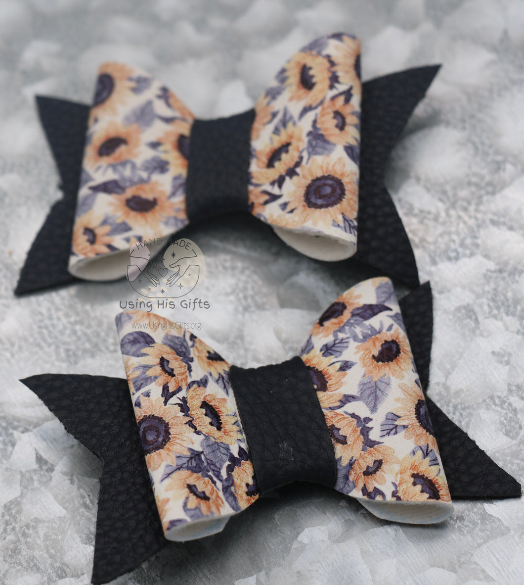 Fall sunflower 3 inch set hair bows.