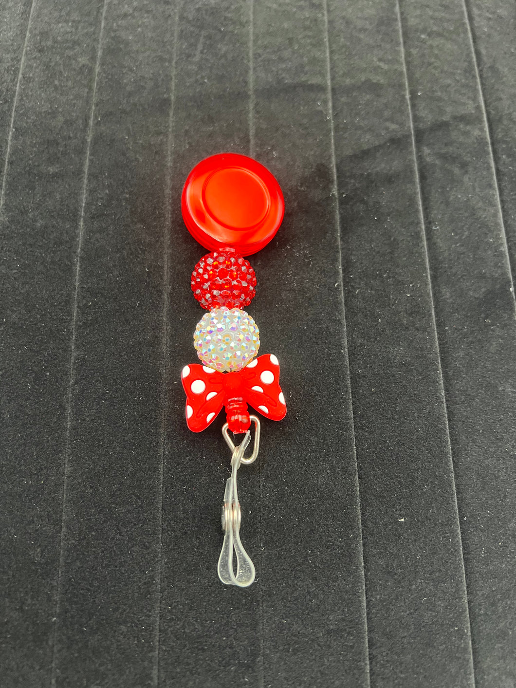 Badge reel with beads and silicone design bead